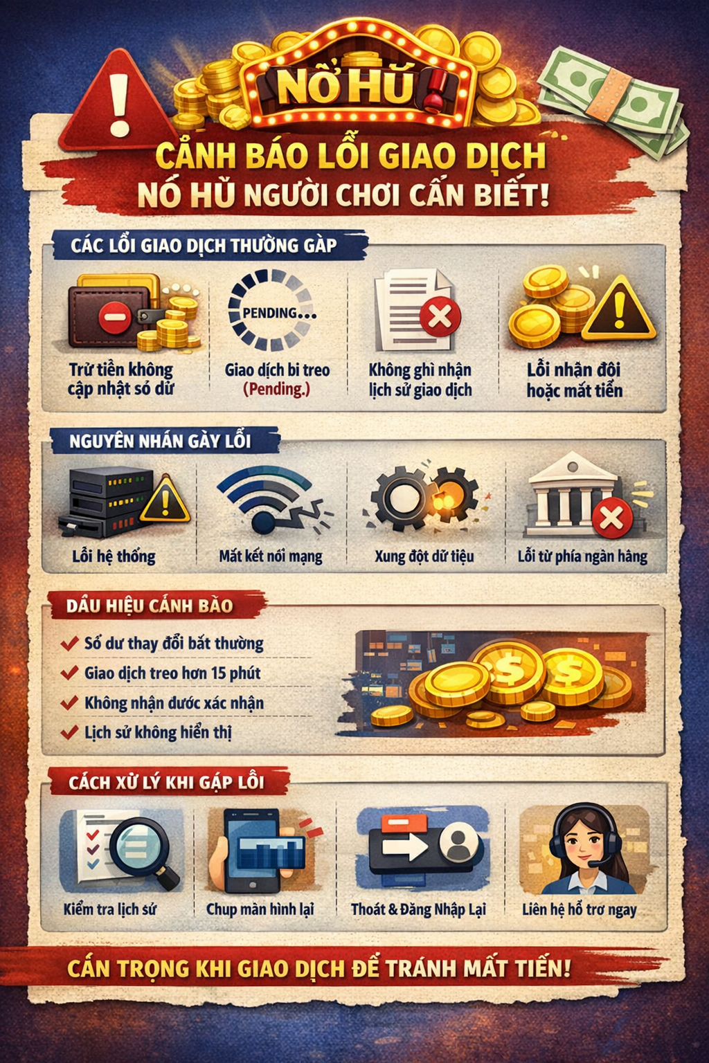 Cảnh báo lỗi trong trò chơi Nổ Hũ